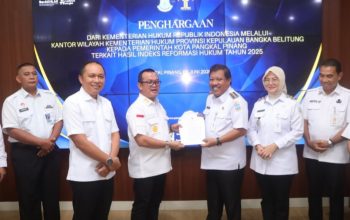 Pelayanan Hukum Pangkalpinang Diganjar Penghargaan Tertinggi dari Kemenkum RI