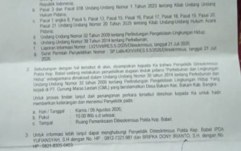 Berkaitan dengan PT GML Polda Babel Mulai Periksa Kades Dalil, ALMASTER Minta Delapan Kades Lain Ikut Dipanggil